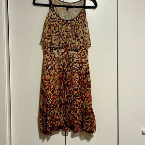 Silk dress with leather straps detailing